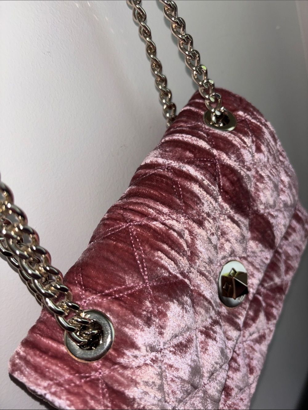 Kate Spade Pink Velvet Quilted Chain Shoulder Crossbody Bag - Picture 5 of 7
